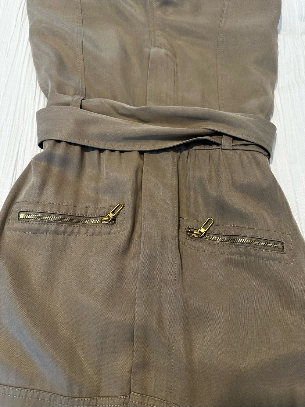 ME+EM Taupe Utility Tie-Waist Jumpsuit with Zip Pockets - Picture 8 of 14